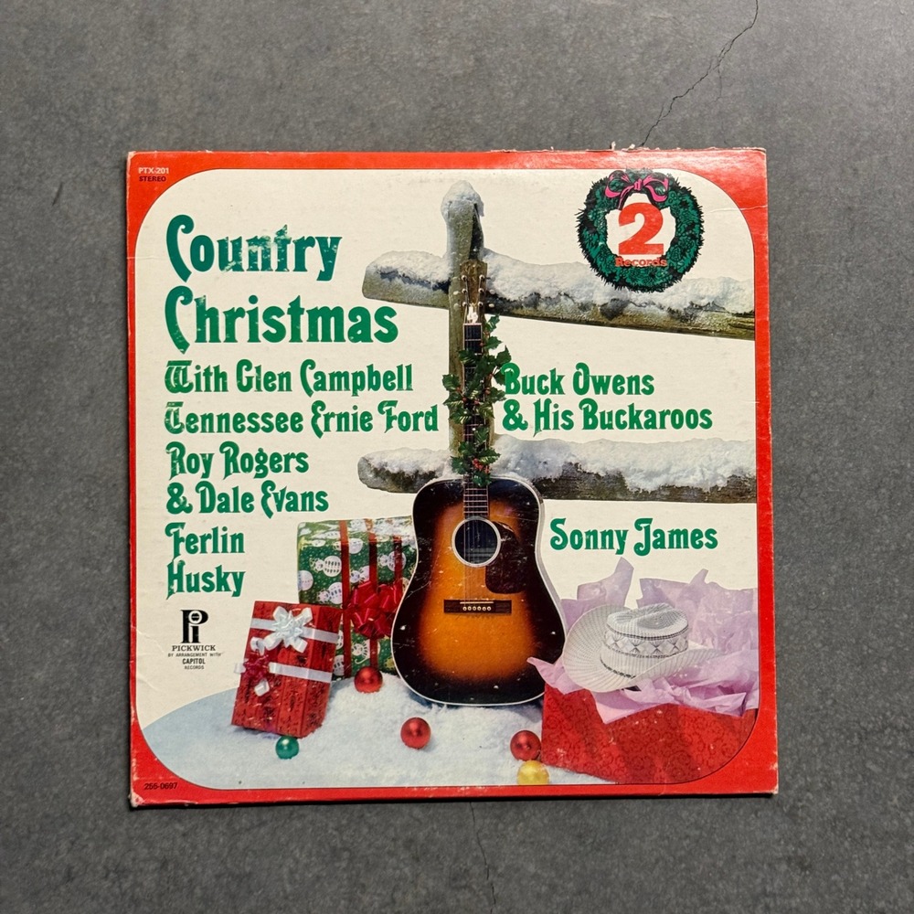 Country Christmas 2 LP Vinyl Glen Campbell Buck Owens Pickwick PTX-201 Vintage